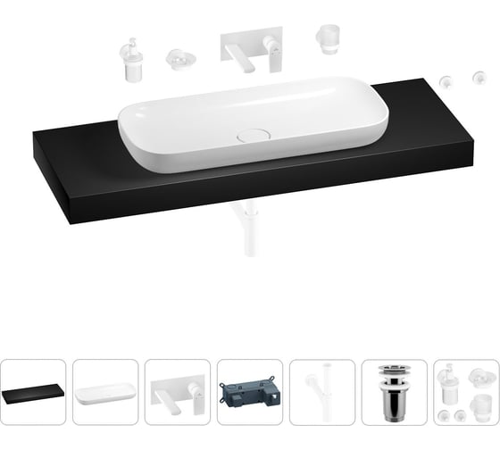 Раковина 90 см со столешницей 140 см Wellsee Croquis в наборе 9 в 1 201008605 1