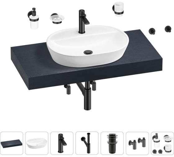 Раковина Wellsee 60 см со столешницей 100 смClinв наборе 10 в 1 201007727 1