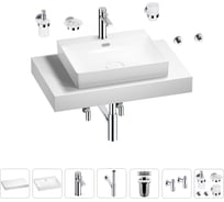 Раковина Wellsee 55 см со столешницей 80 см DeSire в наборе 10 в 1 201013456