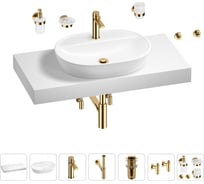 Раковина Wellsee 60 см со столешницей 100 смClinв наборе 10 в 1 201007758