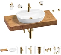 Раковина Wellsee 60 см со столешницей 100 см Calin 201007738 в наборе 10 в 1