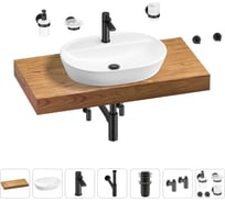 Раковина Wellsee 60 см со столешницей 100 см Calin 201007737 в наборе 10 в 1