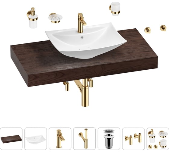 Раковина Wellsee 60 см со столешницей 100 см Cerulean в наборе 10 в 1 201012908 1