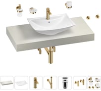 Раковина Wellsee 60 см со столешницей 100 см Cerulean в наборе 10 в 1 201012878