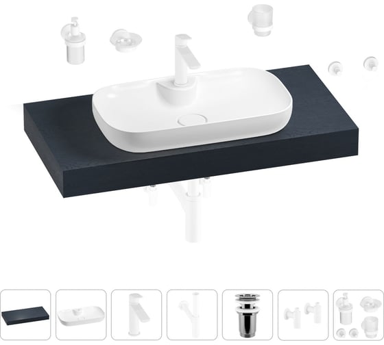 Раковина Wellsee 60 см со столешницей 100 см Croquis 2.0 в наборе 10 в 1 201008685 1