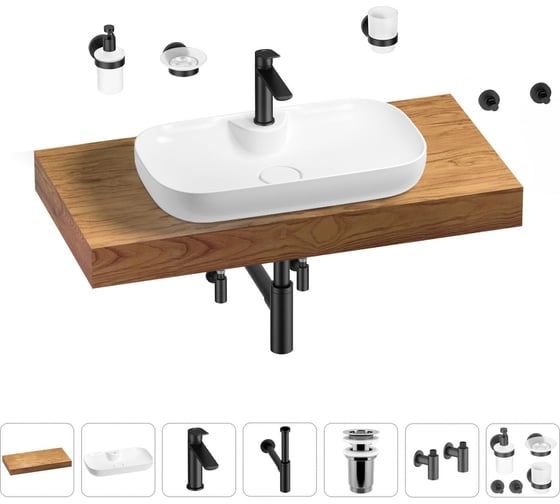 Раковина Wellsee 60 см со столешницей 100 см Croquis 2.0 в наборе 10 в 1 201008692 1