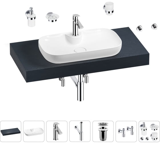 Раковина Wellsee 60 см со столешницей 100 см Croquis 2.0 в наборе 10 в 1 201008681 1