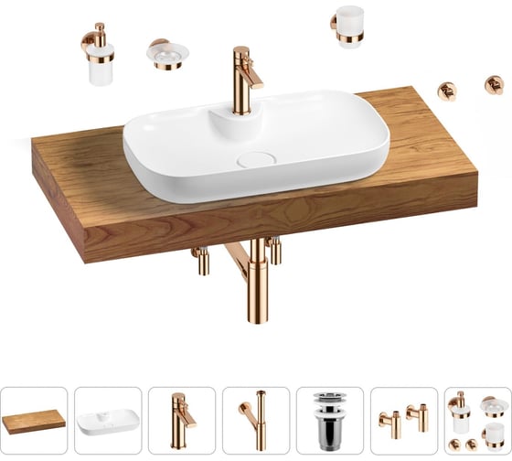 Раковина Wellsee 60 см со столешницей 100 см Croquis 2.0 в наборе 10 в 1 201008699 1