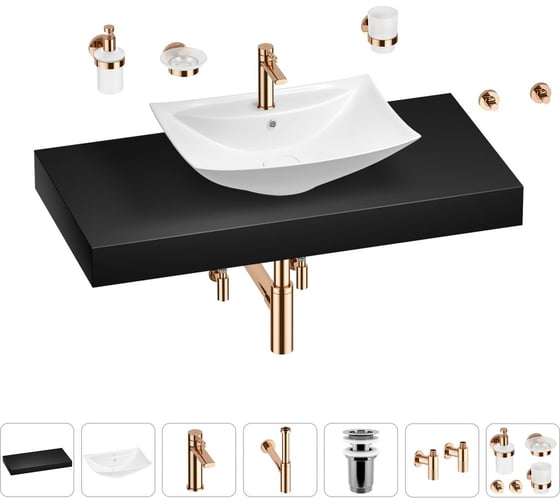 Раковина Wellsee 60 см со столешницей 100 см Cerulean в наборе 10 в 1 201012929 1