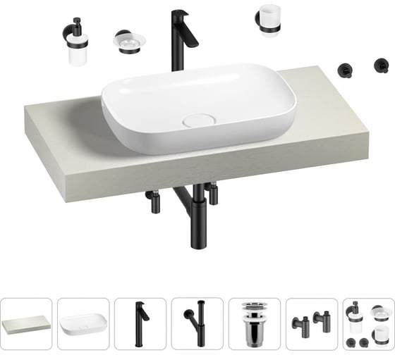 Раковина Wellsee 60 см со столешницей 100 см Croquis в наборе 10 в 1 201008012 1