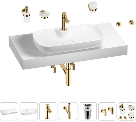 Раковина Wellsee 60 см со столешницей 100 см Croquis 2.0 в наборе 10 в 1 201008718 1