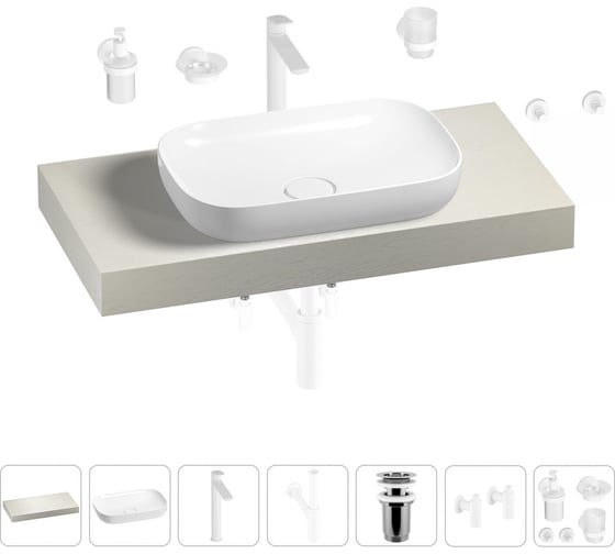 Раковина Wellsee 60 см со столешницей 100 см Croquis в наборе 10 в 1 201008015 1