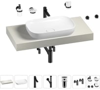 Раковина Wellsee 60 см со столешницей 100 см Croquis в наборе 10 в 1 201008017
