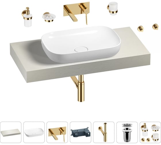 Раковина Wellsee 60 см со столешницей 100 см Croquis в наборе 9 в 1 201008028 1