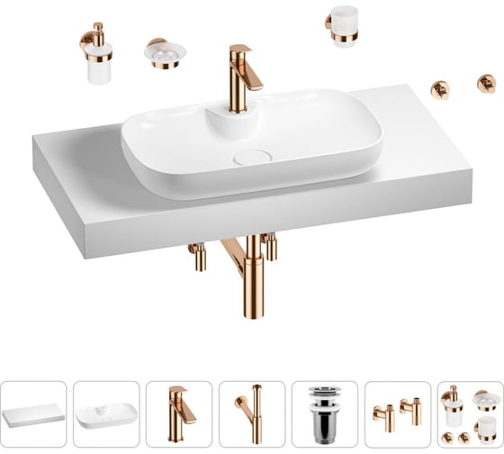 Раковина Wellsee 60 см со столешницей 100 см Croquis 2.0 в наборе 10 в 1 201008714 1