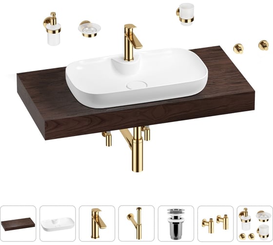 Раковина Wellsee 60 см со столешницей 100 см Croquis 2.0 в наборе 10 в 1 201008703 1