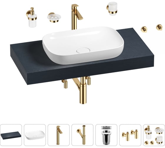 Раковина Wellsee 60 см со столешницей 100 см Croquis в наборе 10 в 1 201008033 1