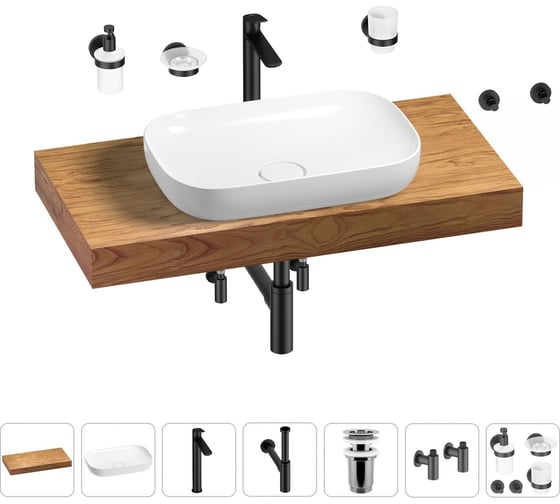 Раковина Wellsee 60 см со столешницей 100 см Croquis в наборе 10 в 1 201008052 1