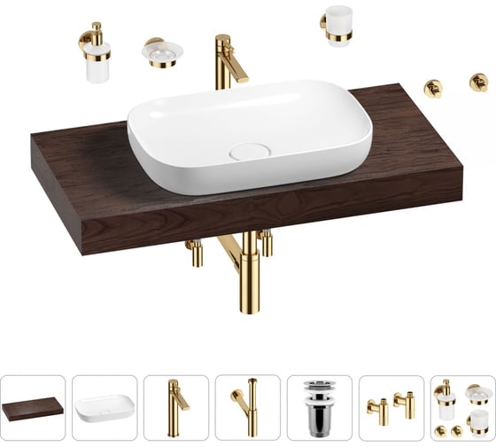 Раковина Wellsee 60 см со столешницей 100 см Croquis в наборе 10 в 1 201008078 1