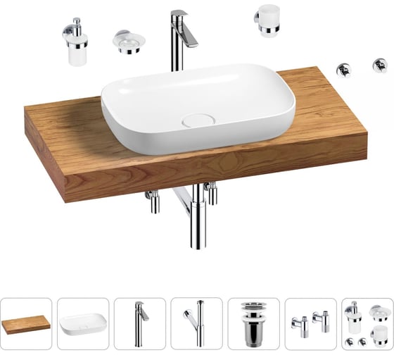 Раковина Wellsee 60 см со столешницей 100 см Croquis в наборе 10 в 1 201008051 1