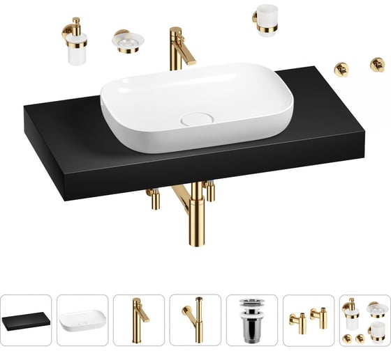 Раковина Wellsee 60 см со столешницей 100 см Croquis в наборе 10 в 1 201008118 1