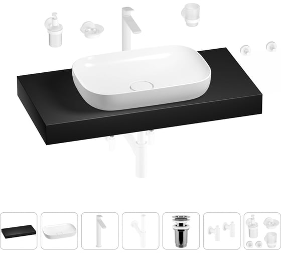 Раковина Wellsee 60 см со столешницей 100 см Croquis в наборе 10 в 1 201008115 1