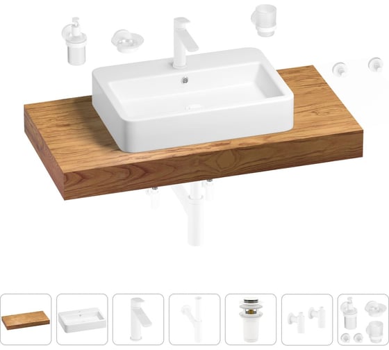 Раковина Wellsee 60 см со столешницей 100 см Halcyon в наборе 10 в 1 201011995 1