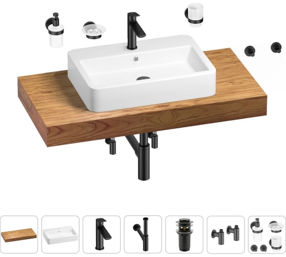 Раковина Wellsee 60 см со столешницей 100 см Halcyon в наборе 10 в 1 201011992 1