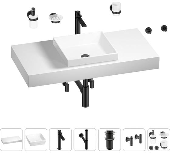 Раковина 40 см со столешницей 100 см Wellsee Doux в наборе 10 в 1 201009237 1