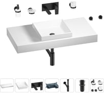 Раковина 40 см со столешницей 100 см Wellsee Doux в наборе 9 в 1 201009242