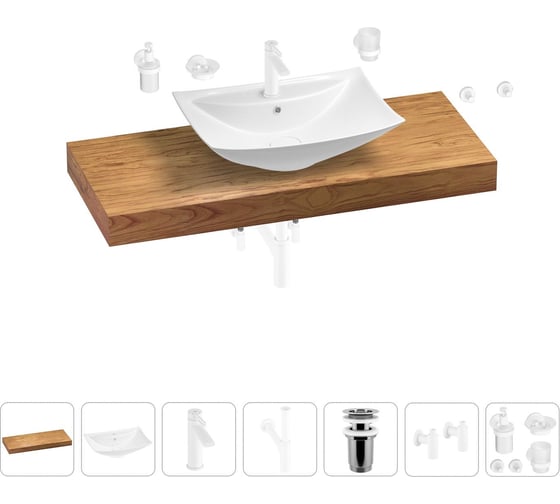 Раковина Wellsee 60 см со столешницей 120 см Cerulean в наборе 10 в 1 201012960 1