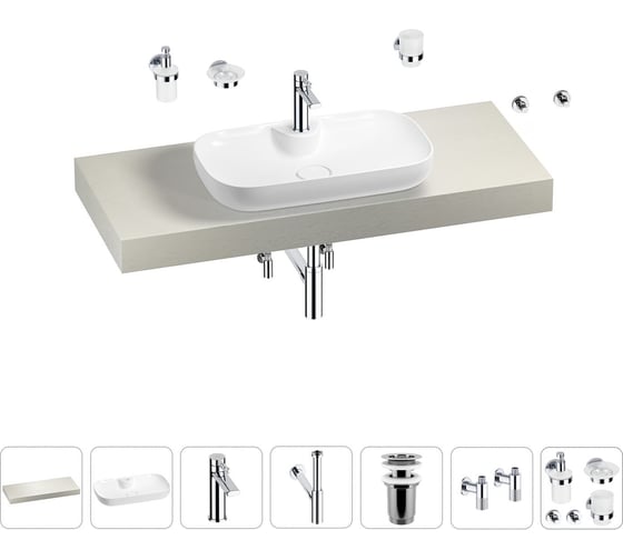 Раковина Wellsee 60 см со столешницей 120 см Croquis 2.0 в наборе 10 в 1 201008736 1