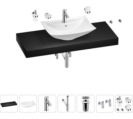 Раковина Wellsee 60 см со столешницей 120 см Cerulean в наборе 10 в 1 201012981 1