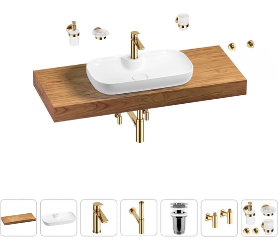 Раковина Wellsee 60 см со столешницей 120 см Croquis 2.0 в наборе 10 в 1 201008753 1