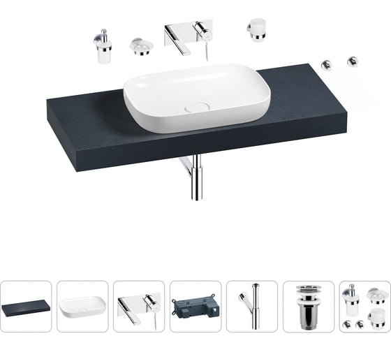 Раковина Wellsee 60 см со столешницей 120 см Croquis в наборе 9 в 1 201008166 1