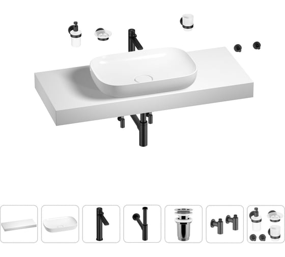 Раковина Wellsee 60 см со столешницей 120 см Croquis в наборе 10 в 1 201008217 1