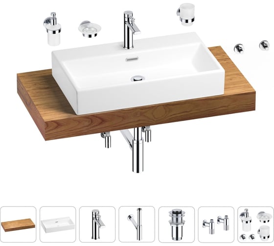 Раковина 70 см со столешницей 100 см Wellsee Graceful Pro в наборе 10 в 1 201012656 1