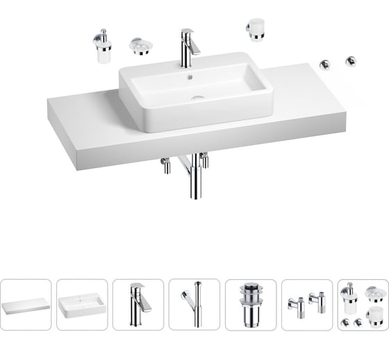 Раковина Wellsee 60 см со столешницей 120 см Halcyon в наборе 10 в 1 201012071 1