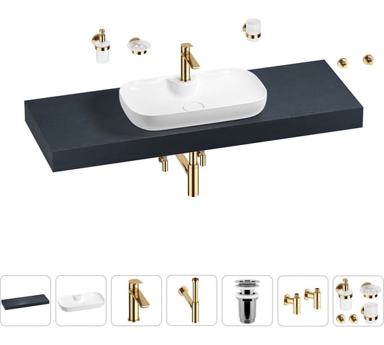 Раковина Wellsee 60 см со столешницей 140 см Croquis 2.0 в наборе 10 в 1 201008803 1