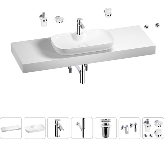 Раковина Wellsee 60 см со столешницей 140 см Croquis 2.0 201008831 в наборе 10 в 1 1