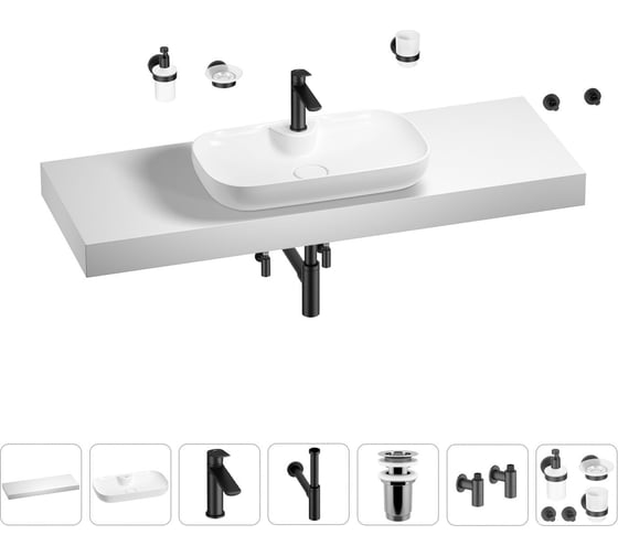 Раковина Wellsee 60 см со столешницей 140 см Croquis 2.0 201008832 в наборе 10 в 1 1