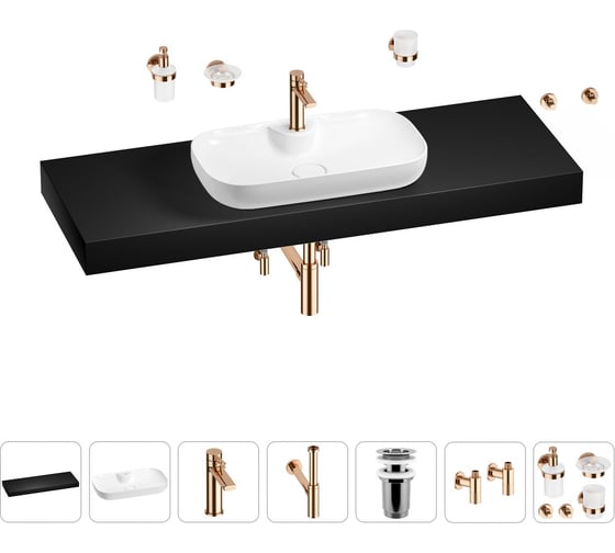 Раковина Wellsee 60 см со столешницей 140 см Croquis 2.0 201008849 в наборе 10 в 1 1