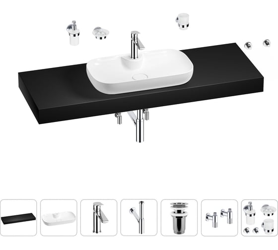 Раковина Wellsee 60 см со столешницей 140 см Croquis 2.0 201008841 в наборе 10 в 1 1