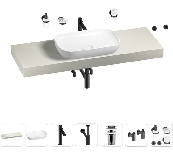 Раковина Wellsee 60 см со столешницей 140 см Croquis в наборе 10 в 1 201008257 1