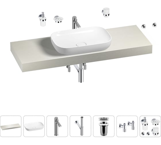 Раковина Wellsee 60 см со столешницей 140 см Croquis в наборе 10 в 1 201008256 1