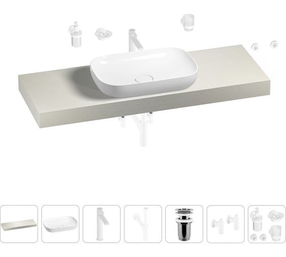 Раковина Wellsee 60 см со столешницей 140 см Croquis в наборе 10 в 1 201008260 1