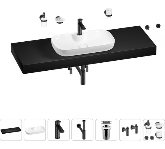 Раковина Wellsee 60 см со столешницей 140 см Croquis 2.0 201008842 в наборе 10 в 1 1