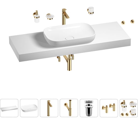 Раковина Wellsee 60 см со столешницей 140 см Croquis в наборе 10 в 1 201008333 1
