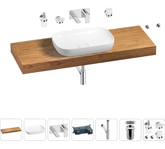 Раковина Wellsee 60 см со столешницей 140 см Croquis в наборе 9 в 1 201008301 1