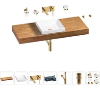 Раковина 40 см со столешницей 120 см Wellsee Doux в наборе 9 в 1 201009328